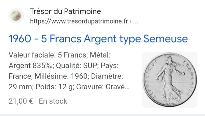 Pi�ce de 5 francs en argent 15 Le Blanc (36)