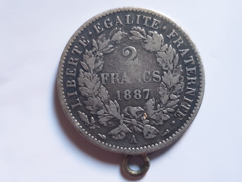 Pi�ce de  2 francs C�r�s Argent 1887 A 25 Bordeaux (33)