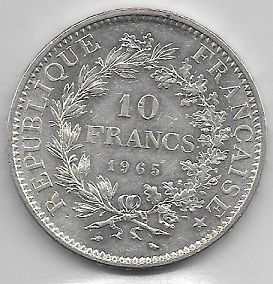 PIECE DE 10 FRANCS FRANCAIS  1965 17 Maubeuge (59)