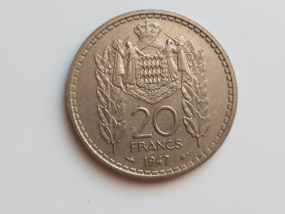 PIECE DE 20 FRANCS DE MONACO      LOUIS 2     ANNEE 1947 . 20 Dolus-d'Ol�ron (17)