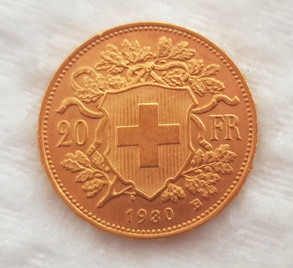 OR PI�CE 20 FRANCS SUISSE Vreneli 1930 1089 Bons-en-Chablais (74)