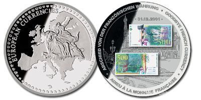 PIECE FRAPPE   Adieu au Franc   color�e 14 Dammarie-les-Lys (77)