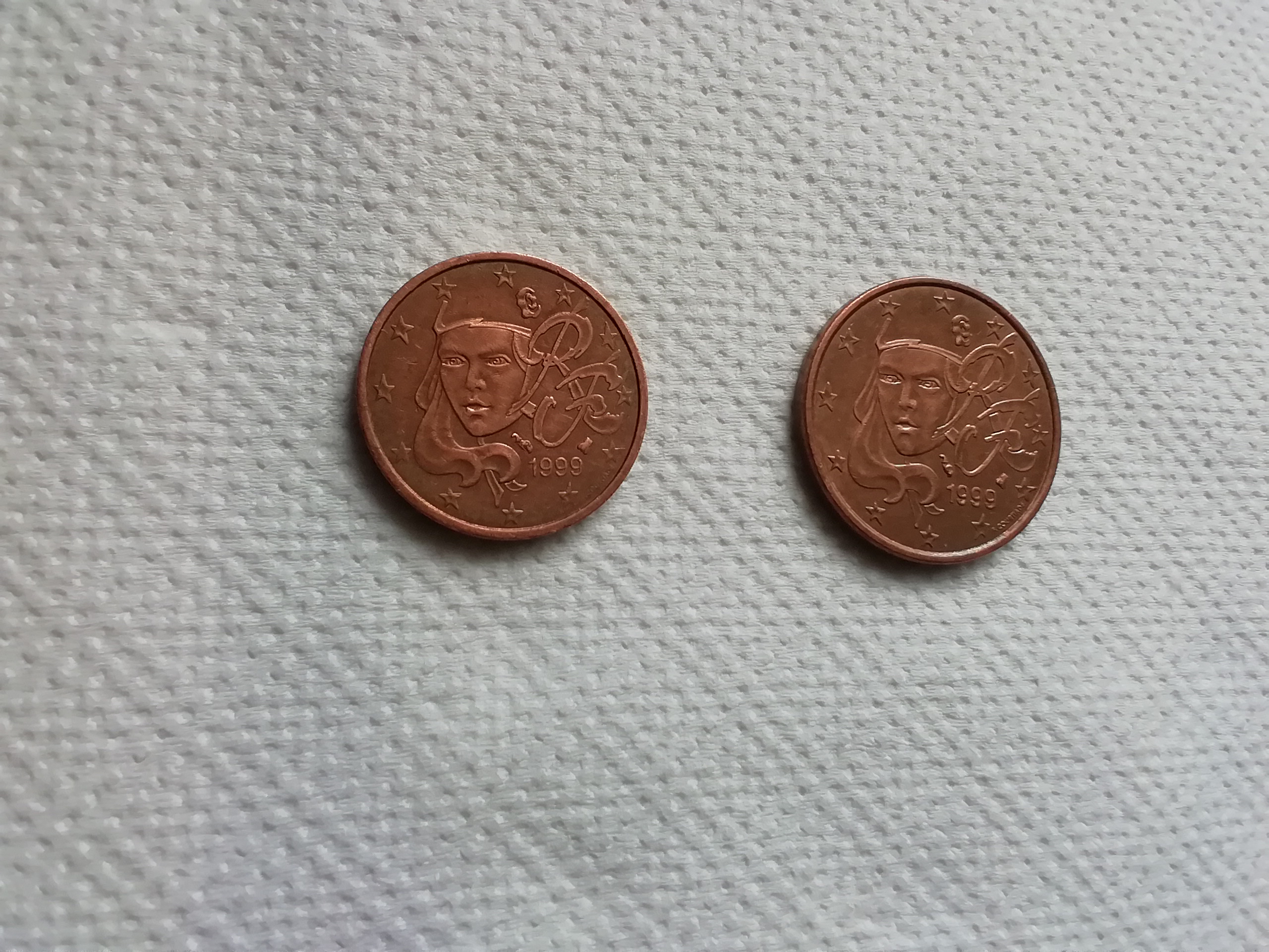 Pi�ces 2 et 5 centimes 1999 1 Noyelles-l�s-Vermelles (62)