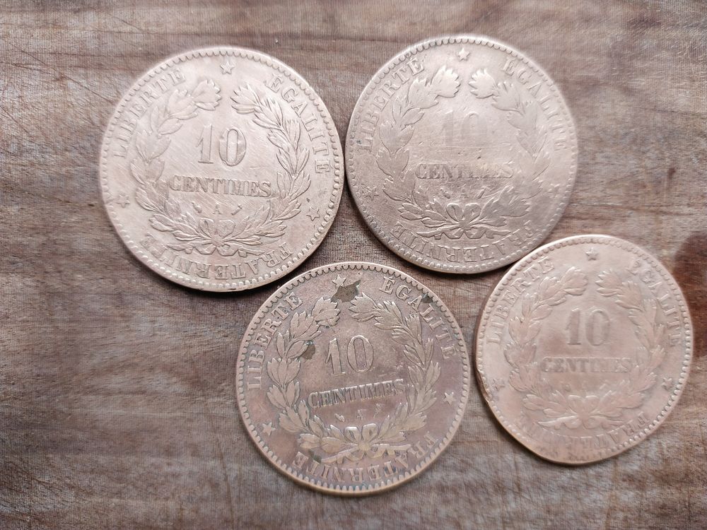 4 pi�ces de 10 centimes en bronze type c�r�s . 60 Dolus-d'Ol�ron (17)
