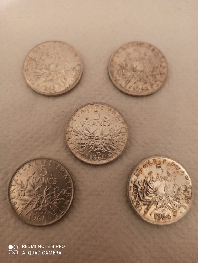 Pi�ces de cinq Francs argent. 50 Rennes (35)