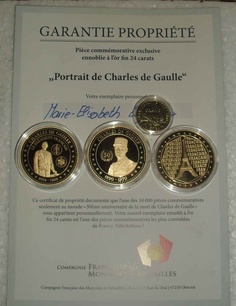 4 Pi�ces de collection dor�es � l'Or fin 24 carats 120 Montreuil (93)