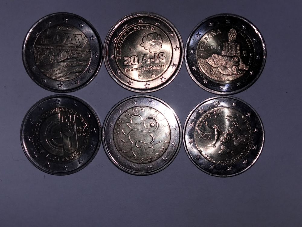 Lot de 6 pi�ces de 2 comm�moratives Monaco Finlande Espagne 30 Cr�hange (57)