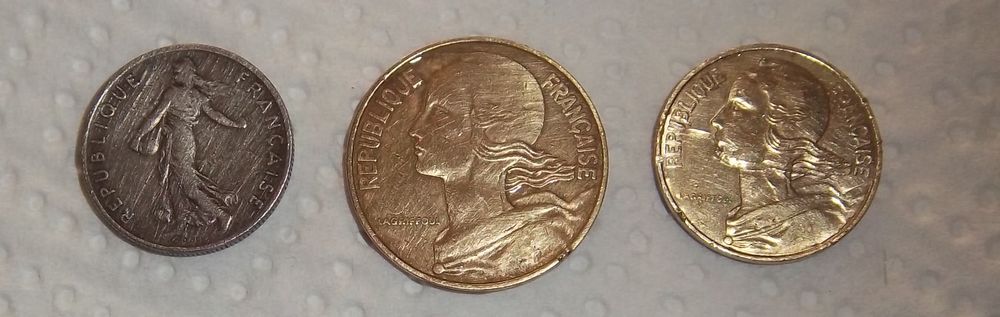 Lot de 3 pi�ces 1/2 franc 20 centimes 10 centimes 1 Colombier-Fontaine (25)