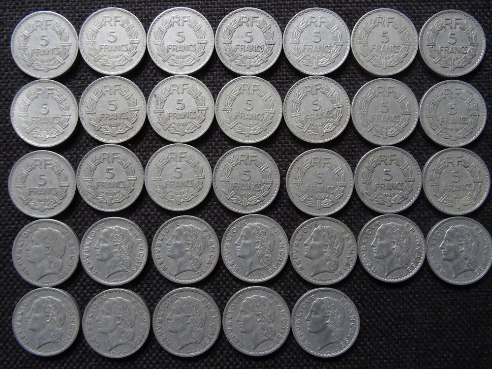 Lot de 33 pièces de 5 francs Lavrillier !! 100 Bruay-la-Buissière (62)