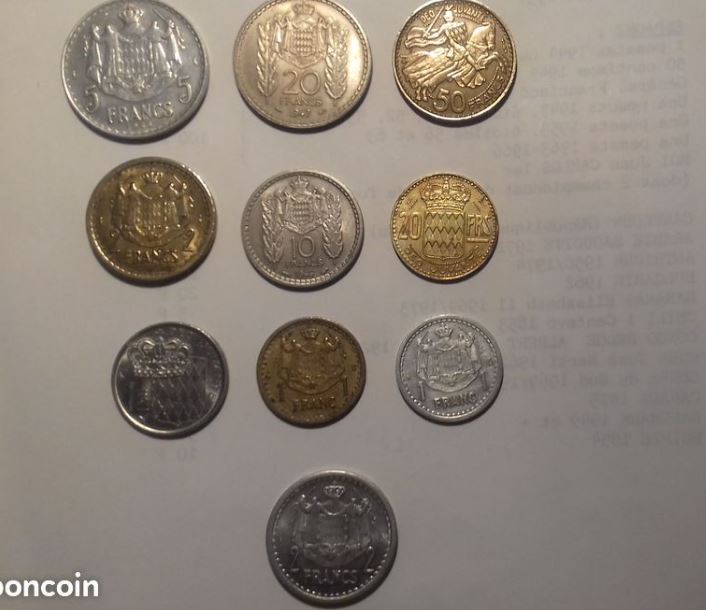 PIECES MONACO 1943 � 1946 5 �ragny (95)