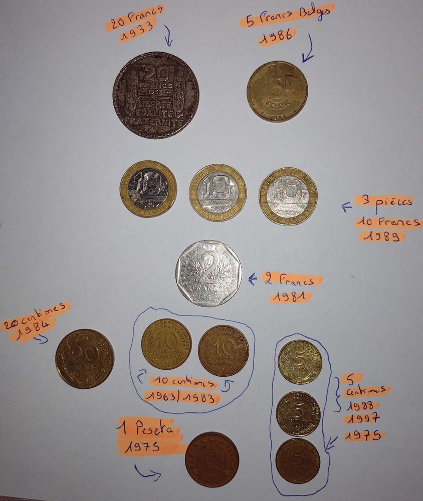 Pi�ces de monnaie collection 1 Palluau (85)