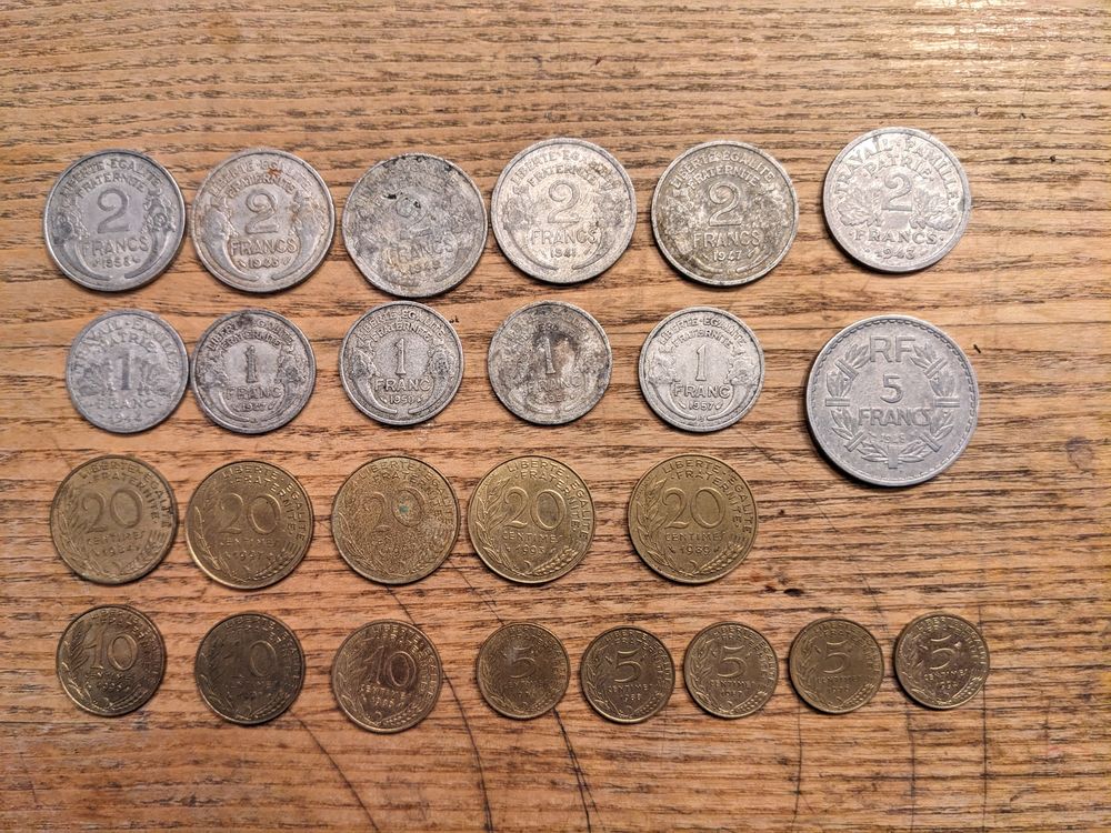 lot de pi�ces de monnaie 2+1+5 FRANCS + 20+10+5 centimes de 5 Marseille 13 (13)