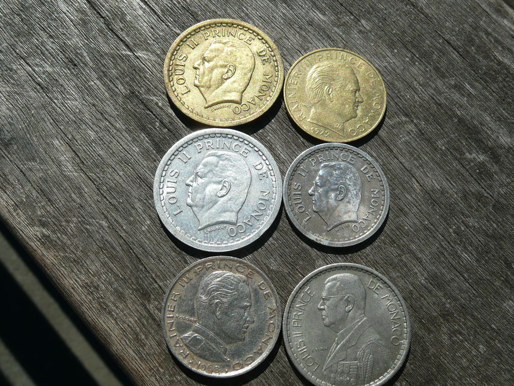 Lot de 6 pi�ces Monnaie Monaco 21 Bordeaux (33)