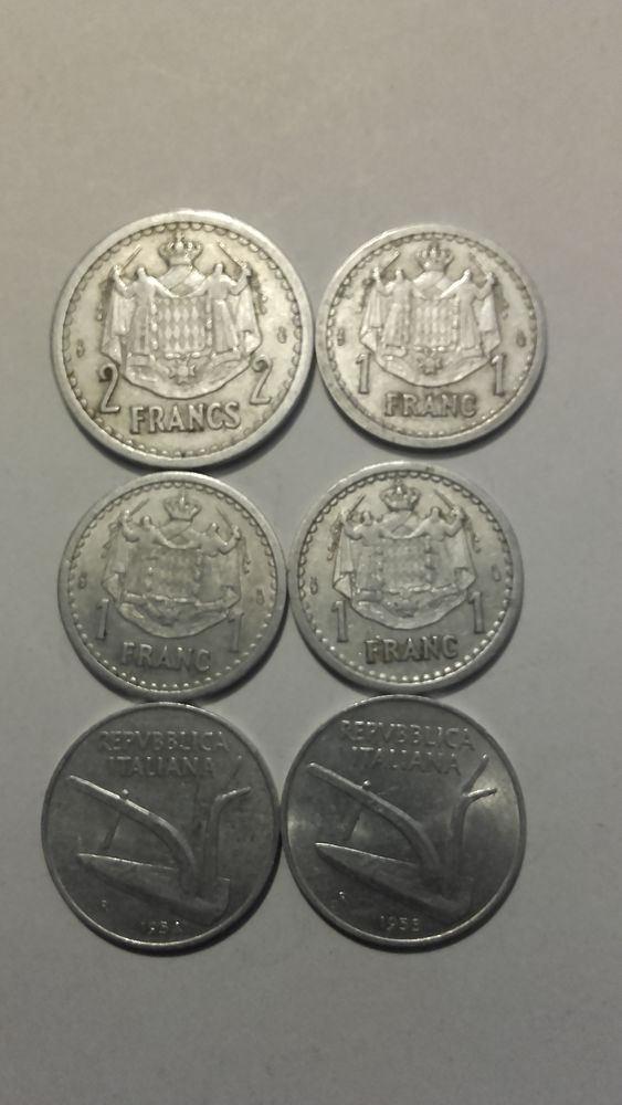 Lot  de 4 pi�ces de monnaie de Monaco et 2 pi�ces Italiennes 0 Ancy-sur-Moselle (57)