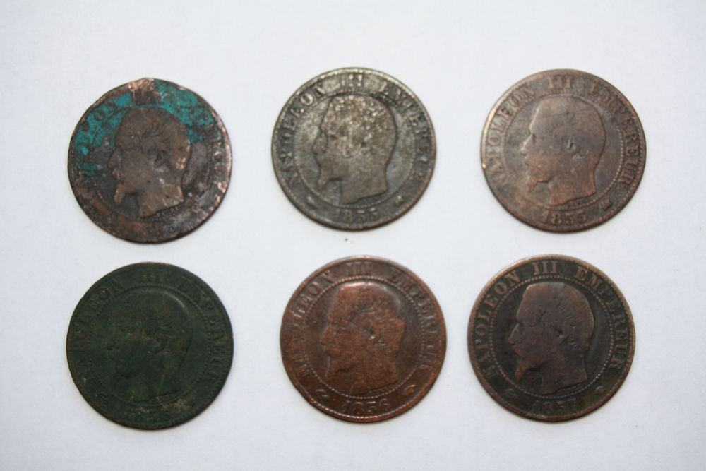 6 pi�ces de monnaies Napol�on lll 0 Saran (45)