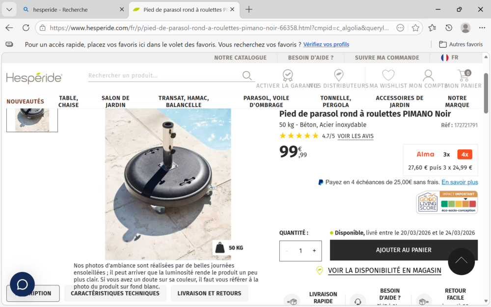 pied Parasol 50kg 50 Saint-Cyr-sur-Mer (83)