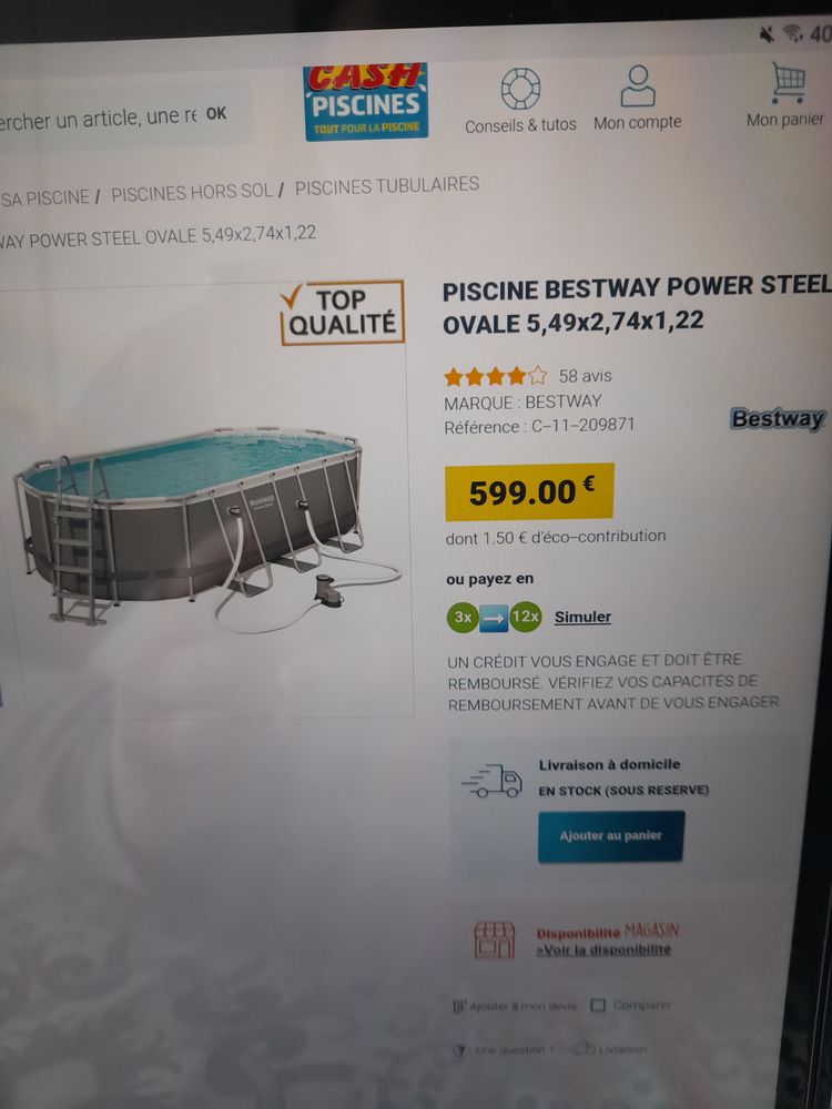 Piscine hors sol ovale bestway 390 Cinqueux (60)