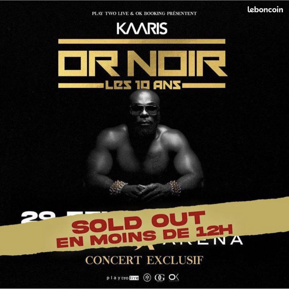 Place bercy kaaris 29 f�vrier cat�gorie 2 40 Lille (59)