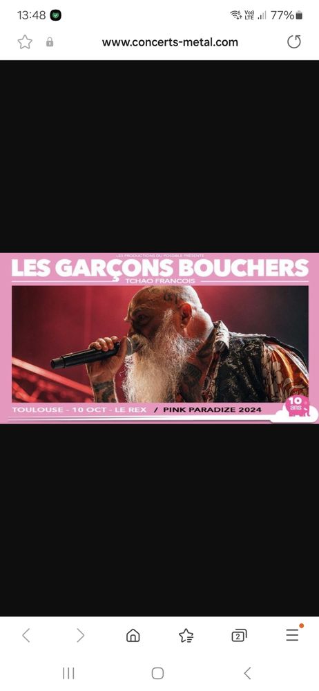 1 place concert Gar�ons Boucher le 10/10 a Toulouse 24 Toulouse (31)