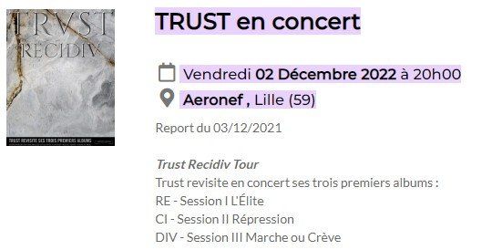 Place Concert TRUST  20 Bruay-la-Buissière (62)
