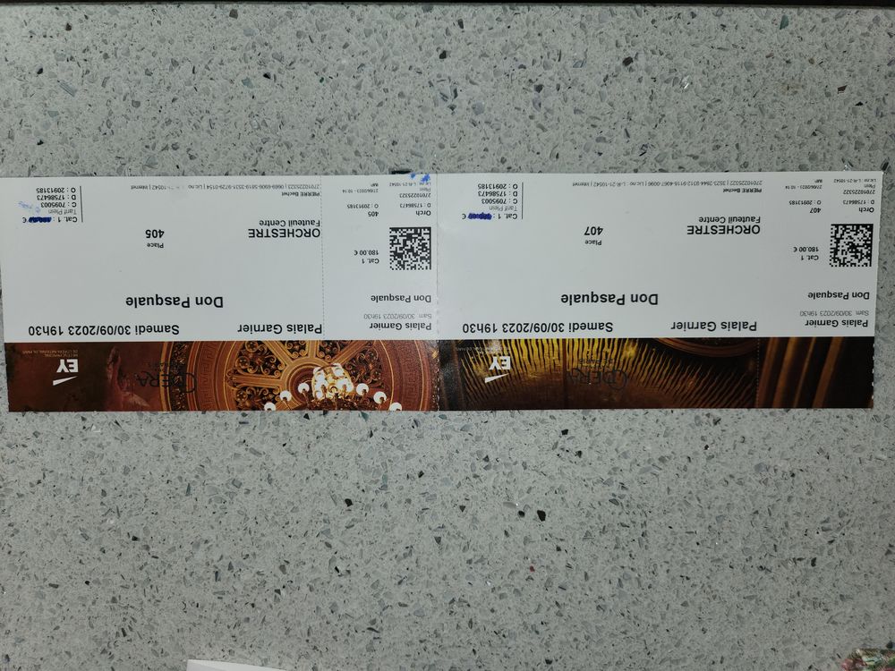 Place opera palais garnier don pasqual cat 1 150 Paris 9 (75)