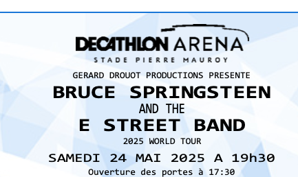 2 PLACES 140E (les 2 ) BRUCE SPRINGSTEEN CARRE OR 0 Tergnier (02)