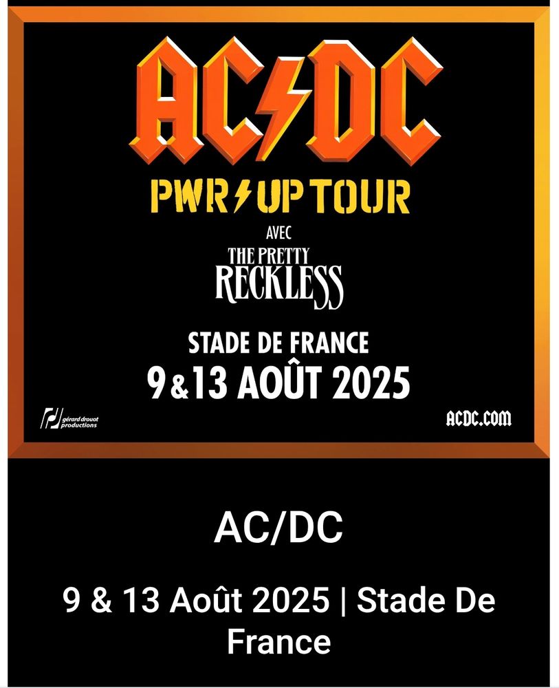  Places concert ACDC stade de France 290 Toulouse (31)