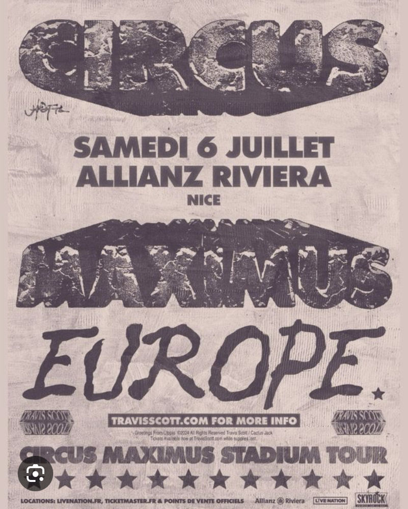 Places concert Travis Scott Nice 100 Paris 17 (75)