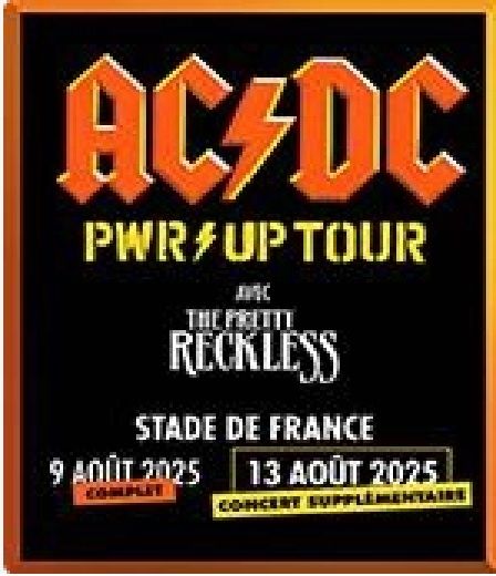 2 places en pelouse pour le concert ACDC le 09 Ao�t 2025 225 Les Aulneaux (72)