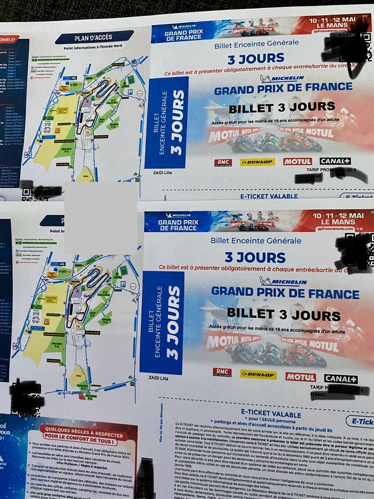 2 places pour le moto gp du Mans 140� 70 Saint-Julien-les-Rosiers (30)