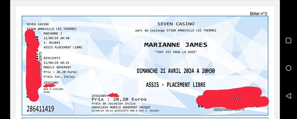 2 places spectacle Marianne James 5 Chaligny (54)