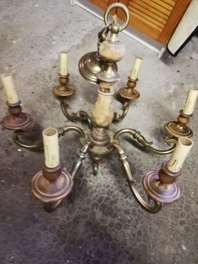 Plafonnier bois/bronze. 6 branches 20 Ch�teauroux (36)