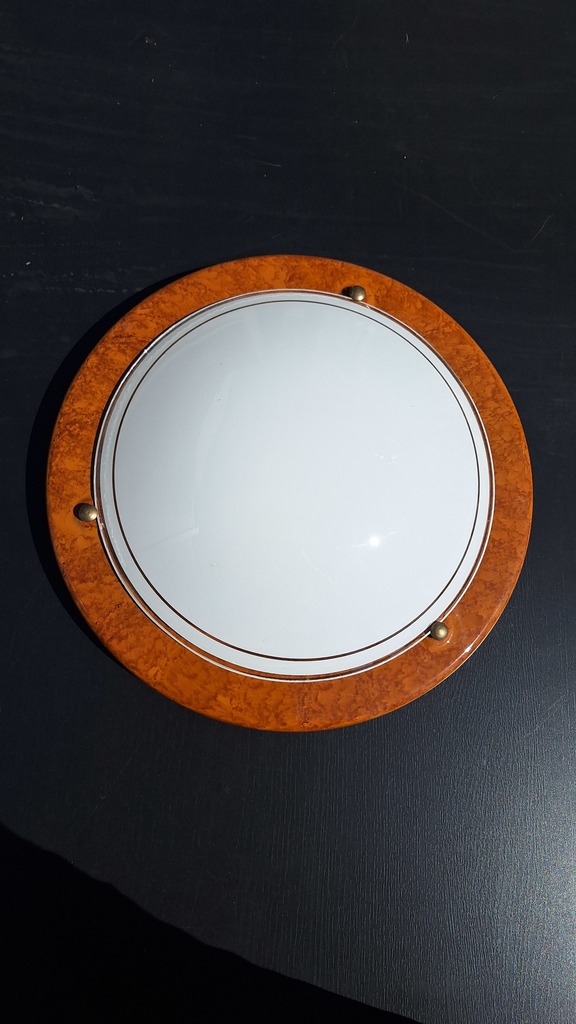 Plafonnier Rond en Bois Marbr� avec Diffuseur en Verre. 10 La Ricamarie (42)