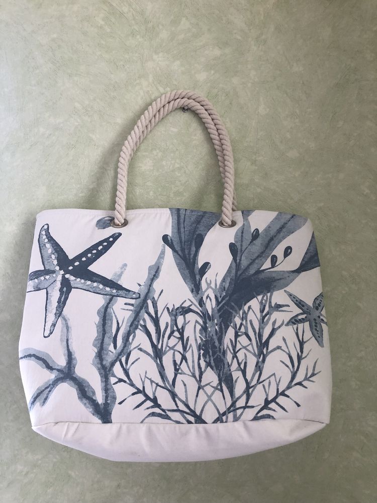 Sac de plage Blue Haiti en tissu avec poign�e en corde 35 Beausoleil (06)