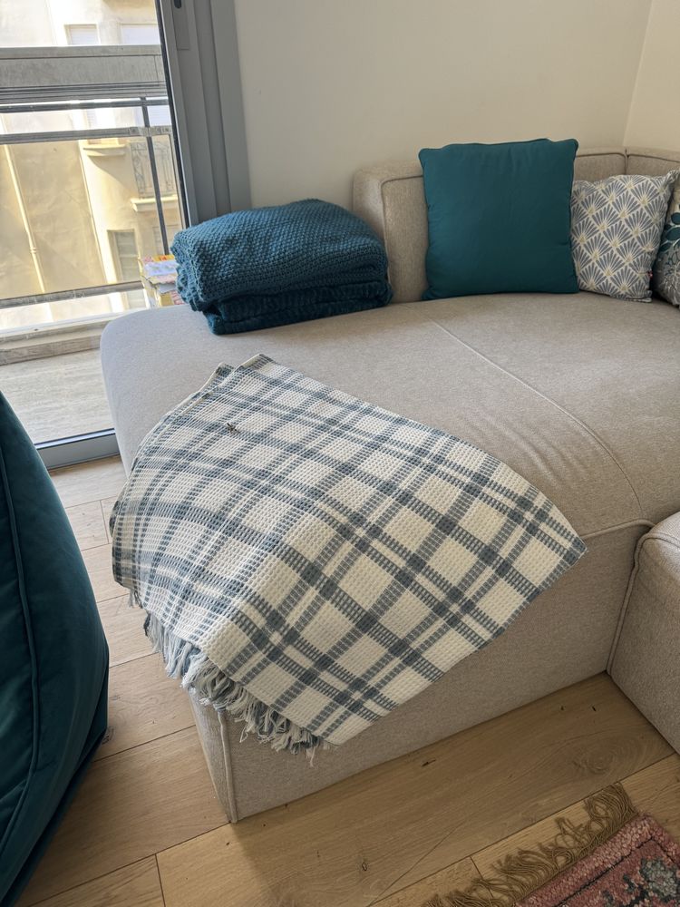 Plaid doux � carreaux bleus et blancs 0 Nice (06)