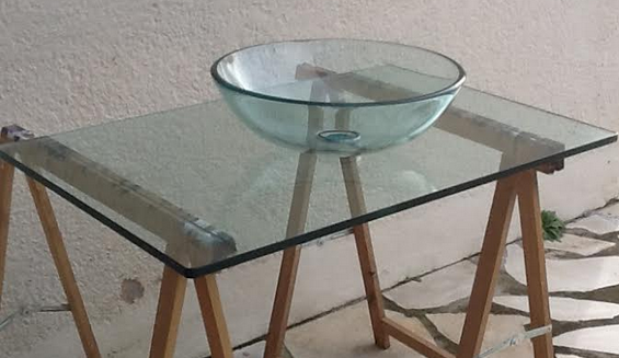 plan vasque en verre avec vasque � poser en verre. 0 Gargas (84)