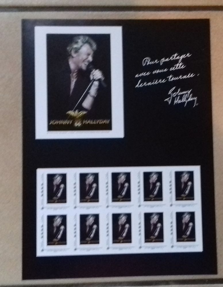 PLANCHE de 10 TIMBRES JOHNNY HALLYDAY TOUR 66 15 Boucau (64)