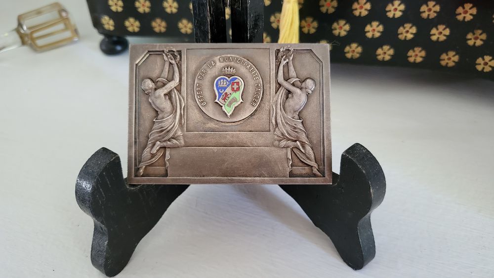 Plaque Bronze argent�   Offert par la Ville d'Alger   95 Provins (77)