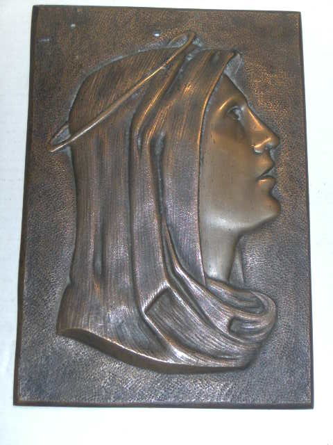 Plaque en Bronze portrait de la vierge Marie 25 Doullens (80)