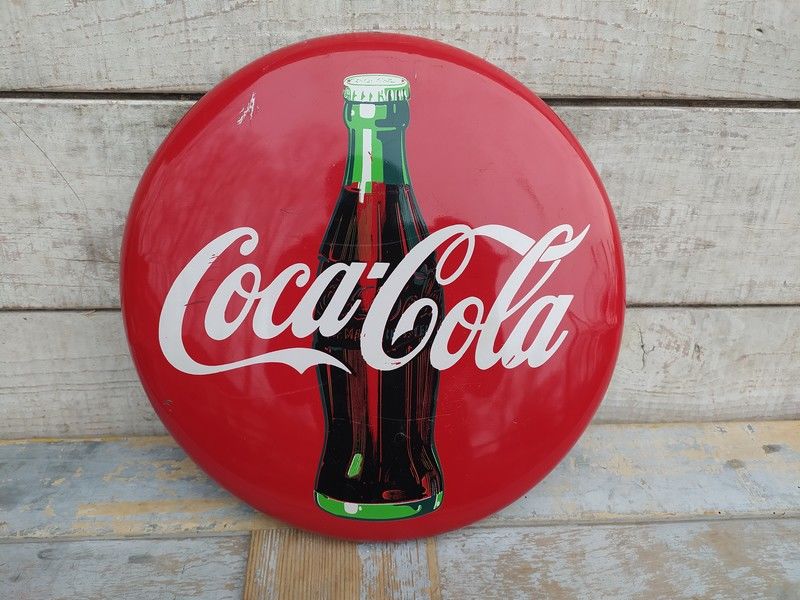 Plaque Coca Cola Enseigne Ronde Vintage 1990 90 Loches (37)