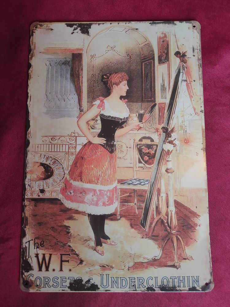 Plaque émaillée the W.F corsets & underclothin 20 Avermes (03)