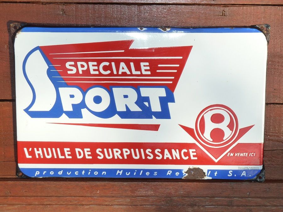 Plaque �maill�e HUILES RENAULT Sp�ciale Sport 490 Marcilly-le-Hayer (10)