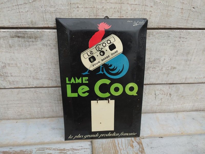 Plaque Glacoide Publicitaire Lame Rasoir Le Coq Paul MORH 80 Loches (37)