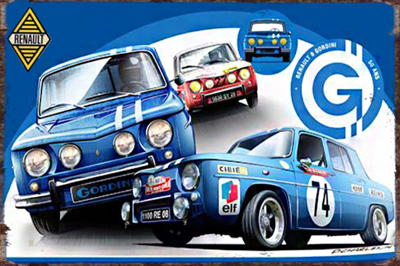 Plaque M�tal D�co 30 X 20cm Renault 8 Gordini N�1 � 3 6 Sain-Bel (69)