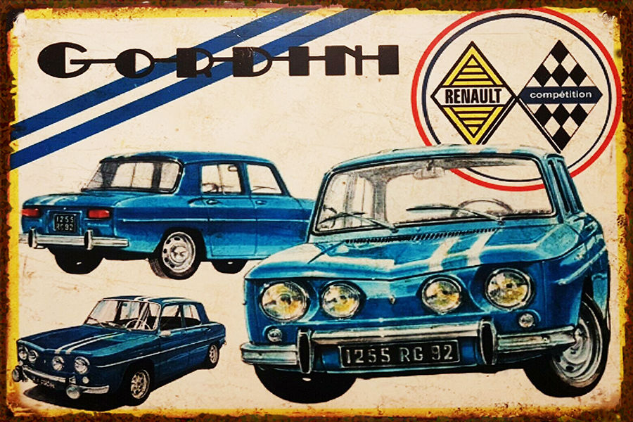 Plaque M�tal D�co 30 X 20cm Renault 8 Gordini 4 � 6 6 Sain-Bel (69)