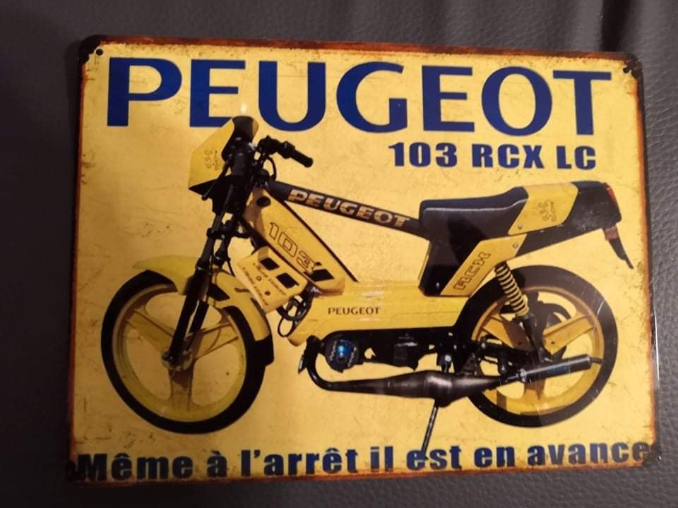 plaque en m�tal mobylette Peugeot 103 RCX 23 Agen (47)