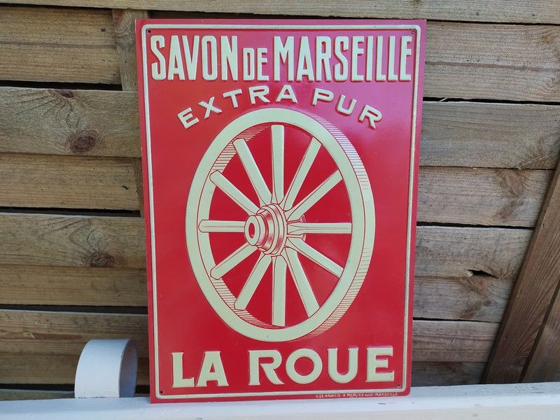 Plaque T�le Publicitaire Savon de Marseille La Roue Extra 1 Loches (37)