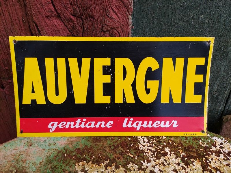 Plaque T�le Publicitaire Auvergne Gentiane Liqueur 
70 Loches (37)