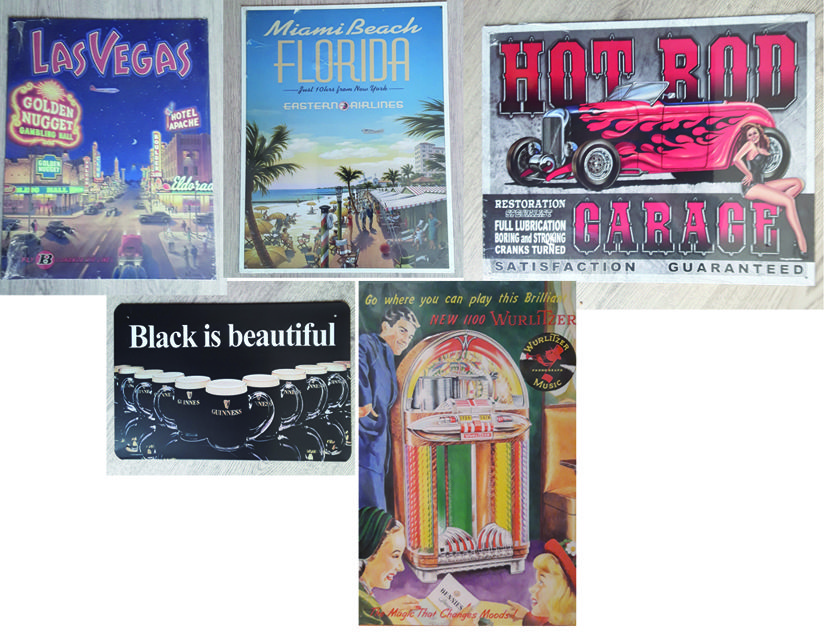 LOT DE 5 PLAQUES PUBLICITAIRES METAL 65 �  (ou 18 � l'une) 55 Draguignan (83)