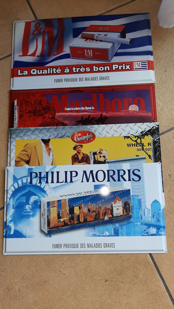 Lot de 4 plaques publicitaires neuves (tabac) 70 Limeil-Brévannes (94)